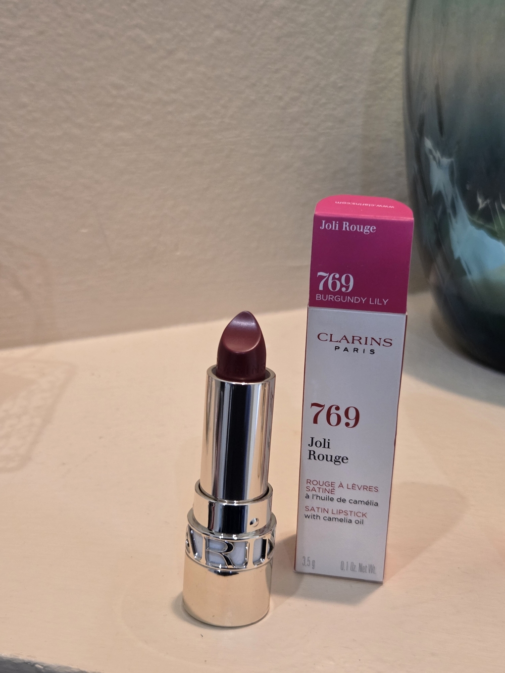 Clarins Joli Rouge Satin Lipstick 769 Burgundy Lily 3.5g Full Size New in Box